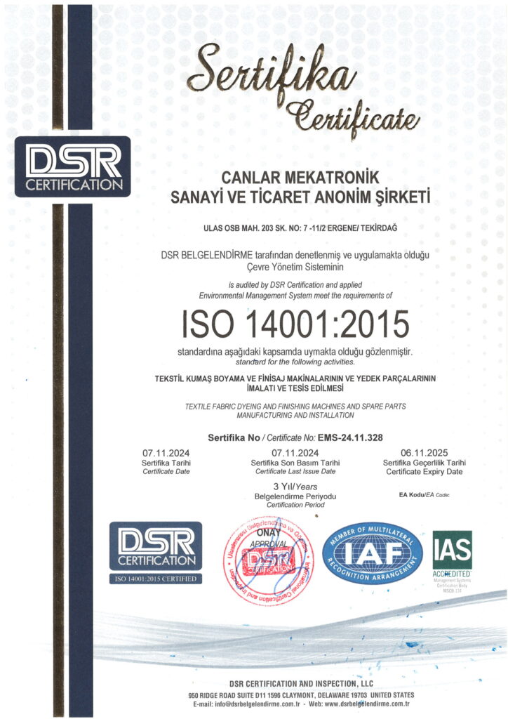 ISO 14001:2015 Environmental Management System Certificate